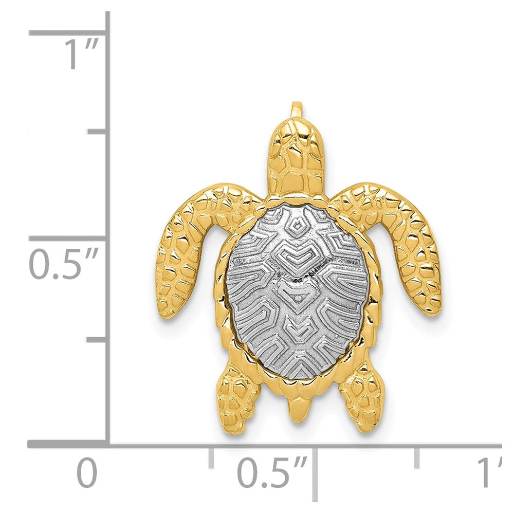 14k Two-tone Gold Two-tone Gold Turtle Pendant Slide