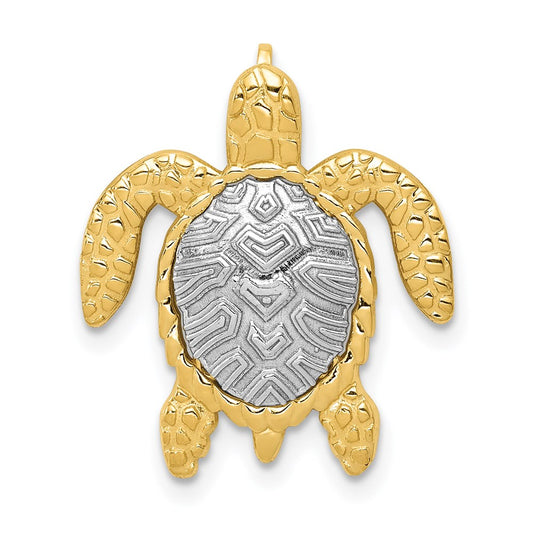 14k Two-tone Gold Two-tone Gold Turtle Pendant Slide