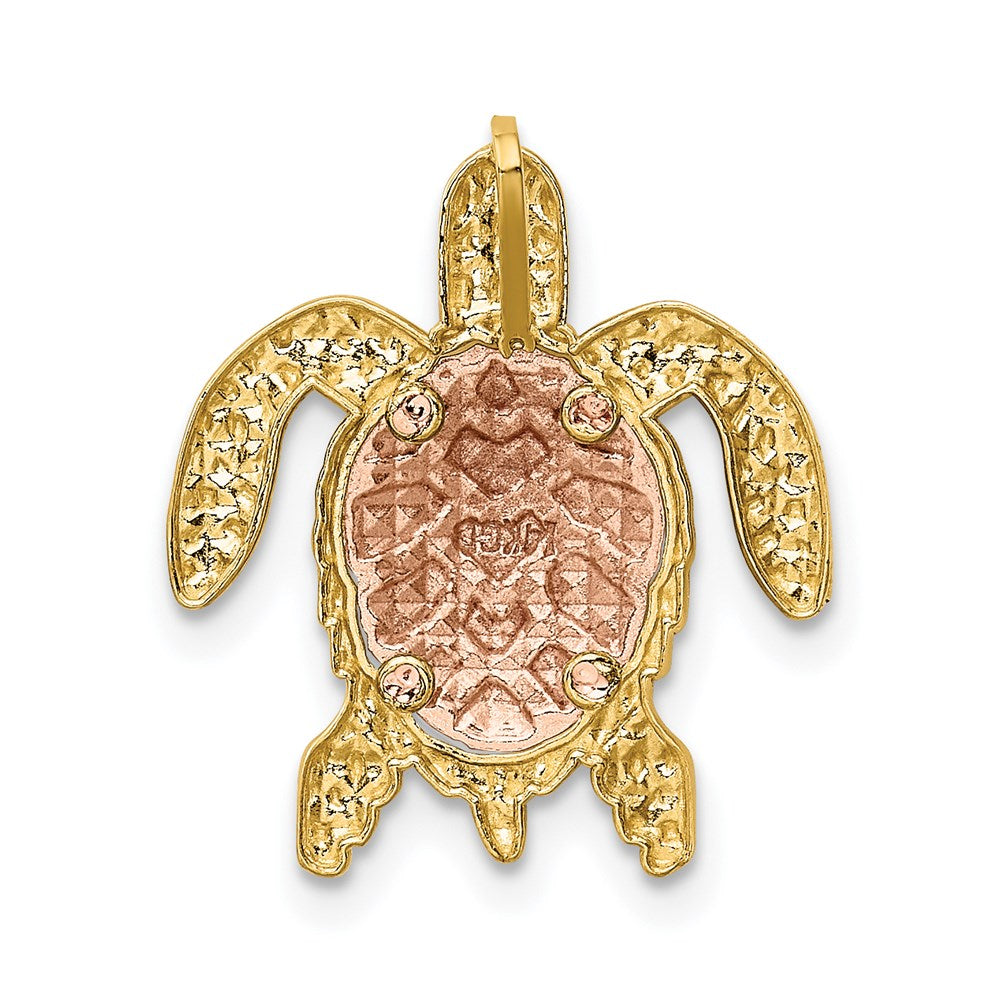 14k Two-tone Gold Two-tone Gold w/ White Rhodium Turtle Pendant Slide