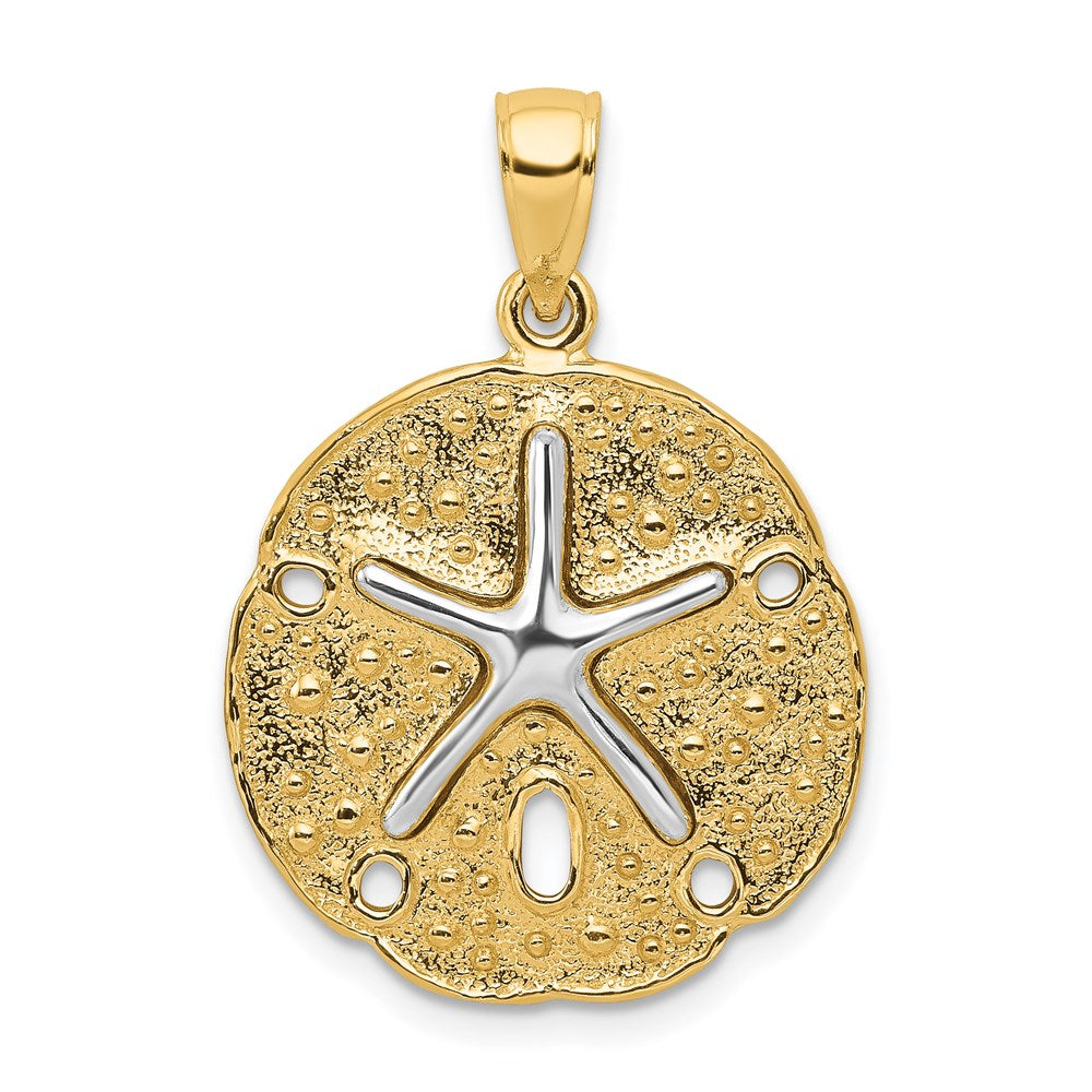 14k Two-tone Gold Two Tone Sand Dollar w/ Starfish Pendant