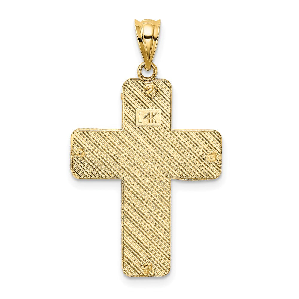 14k Yellow Gold Filigree Mirror Cross Pendant