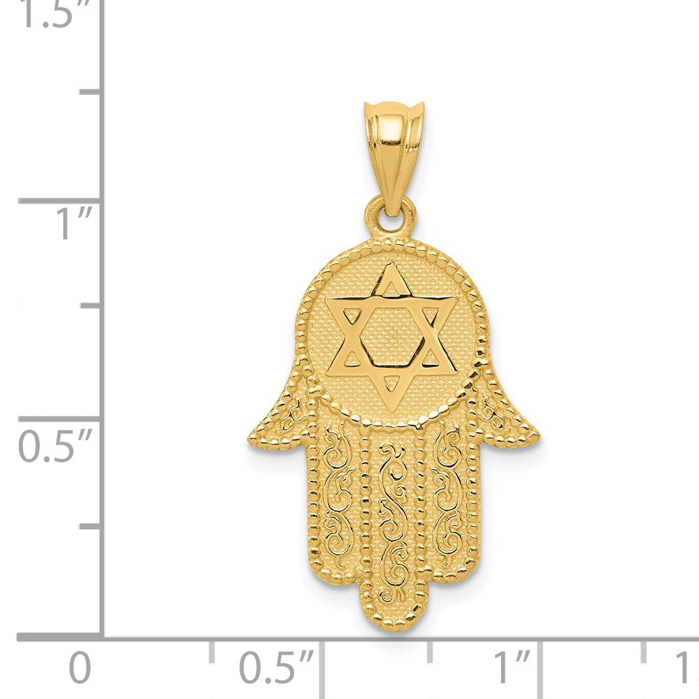 14k Yellow Gold Hamsa w/Star of David Charm