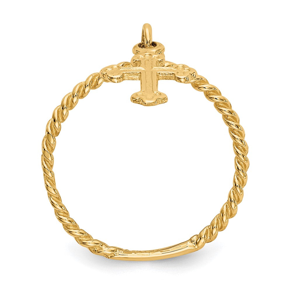 14K Yellow Gold Cross Dangle Twisted Band Child's Ring