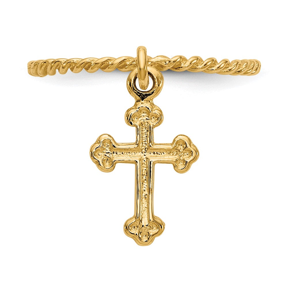 14K Yellow Gold Cross Dangle Twisted Band Child's Ring