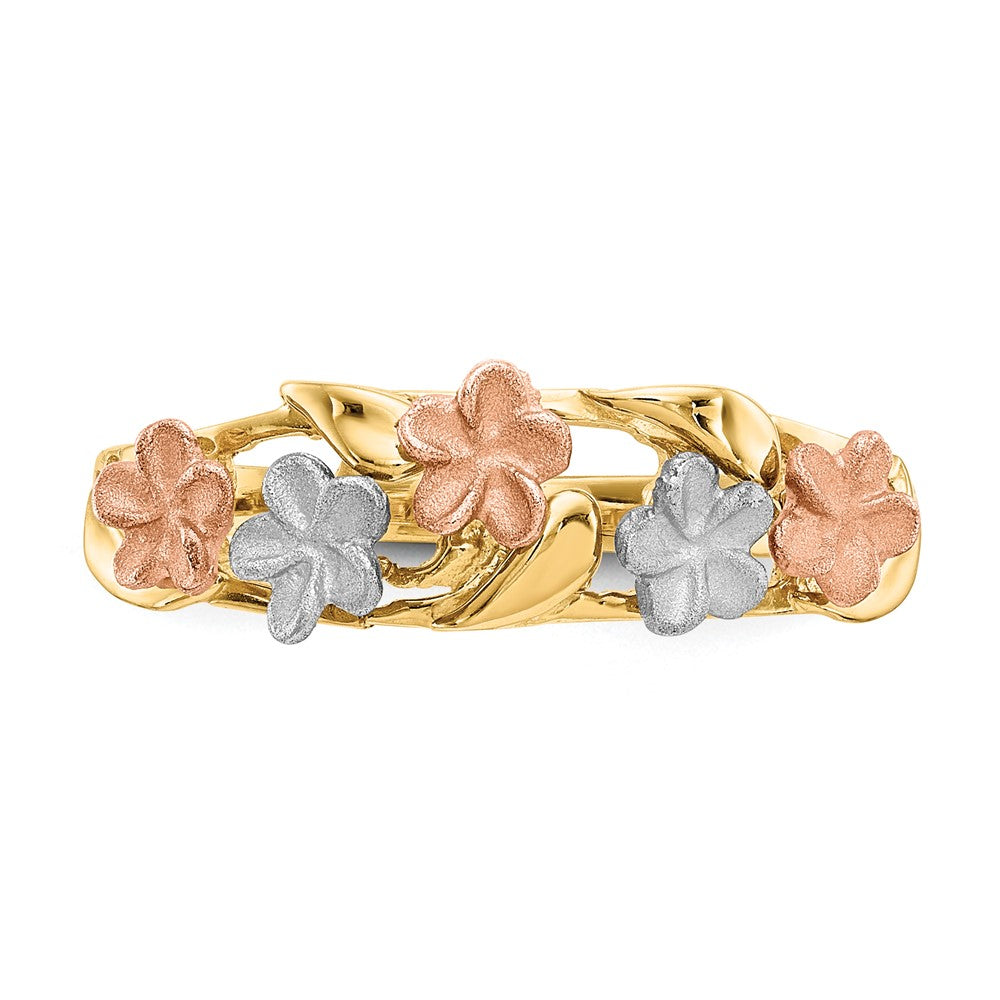 14k Tri-color Gold Plumeria Ring