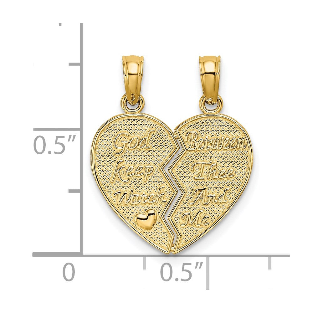 14k Yellow Gold Break-Apart KEEP WATCH BETWEEN Heart Charm