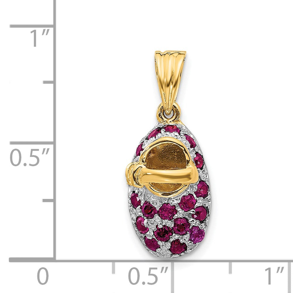 14k Yellow & Rhodium Gold & Rhodium Rhodolite Baby Shoe Charm