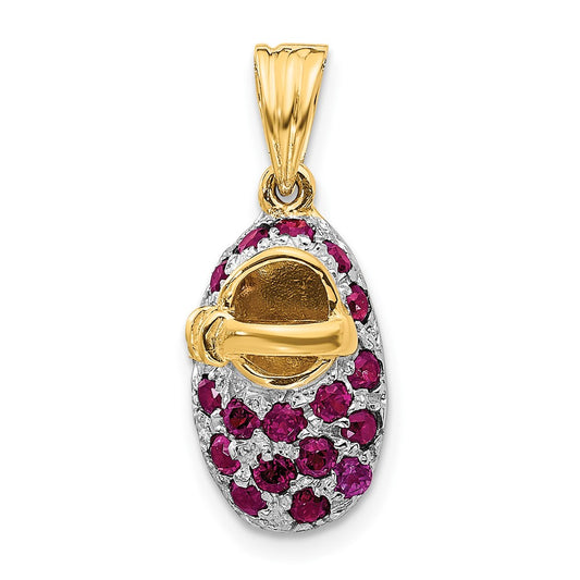 14k Yellow & Rhodium Gold & Rhodium Rhodolite Baby Shoe Charm