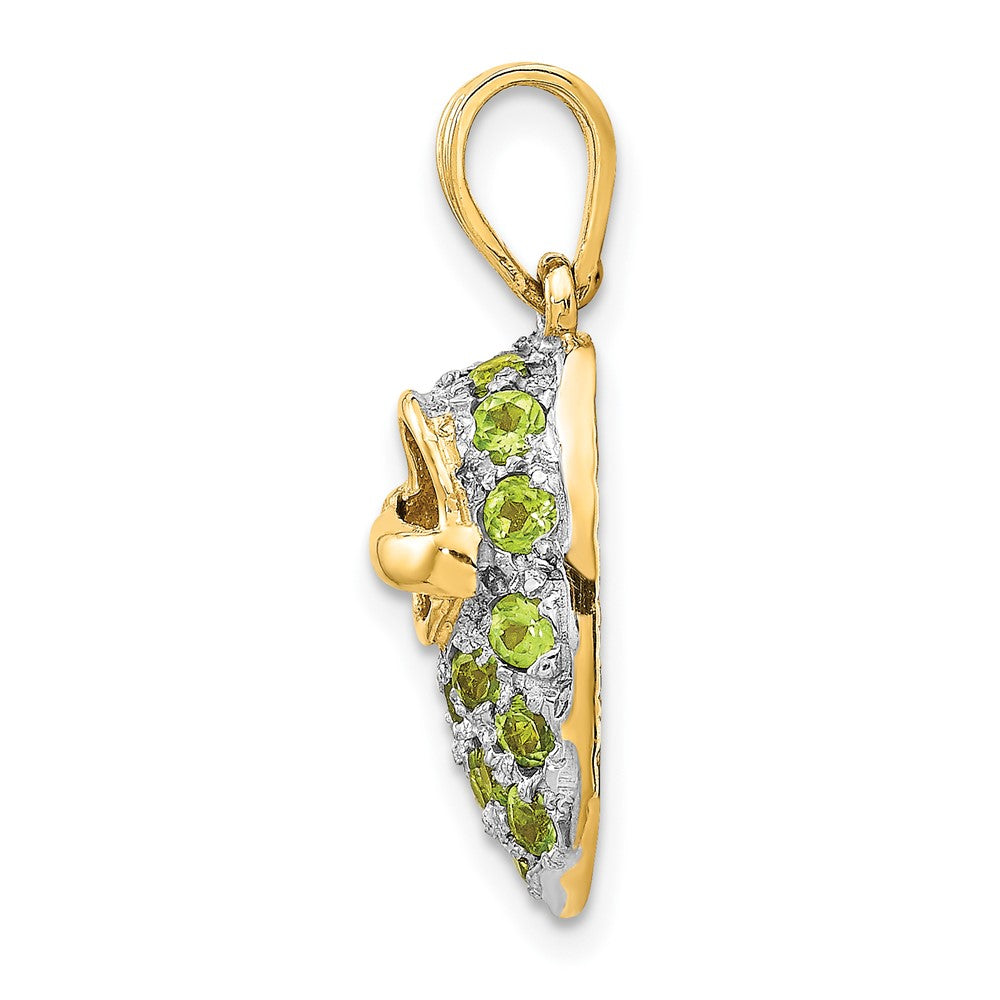 14k Yellow & Rhodium Gold & Rhodium Prong-Set August/Peridot Baby Shoe Charm