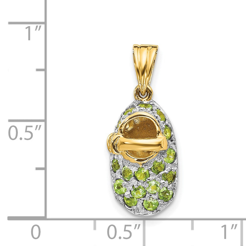 14k Yellow & Rhodium Gold & Rhodium Prong-Set August/Peridot Baby Shoe Charm