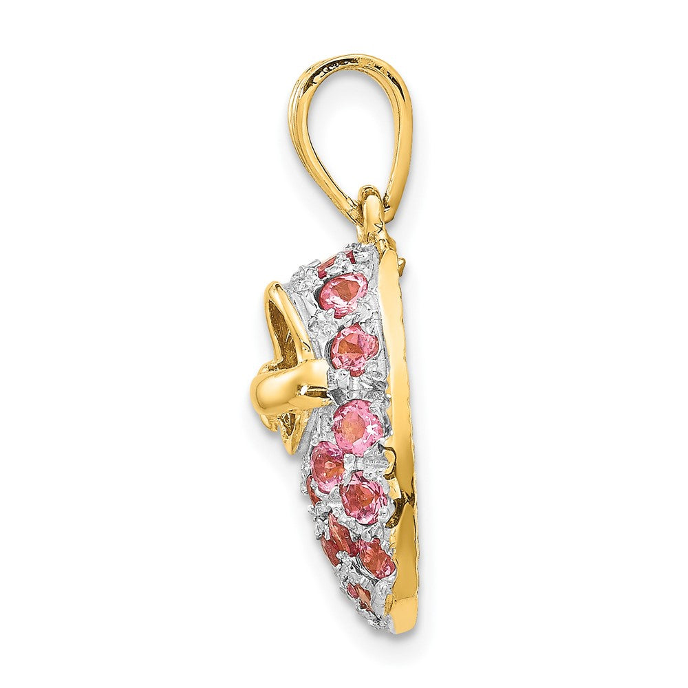 14k Yellow & Rhodium Gold & Rhodium Prong-Set October/Pink Tourmaline Baby Shoe Charm