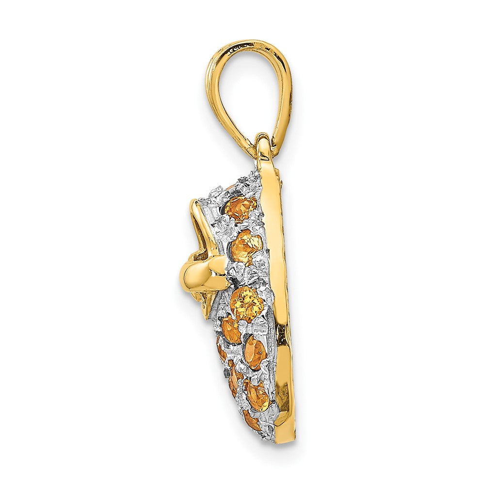 14k Yellow & Rhodium Gold & Rhodium Prong-Set November/Citrine Baby Shoe Charm