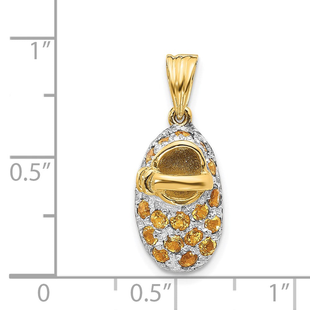 14k Yellow & Rhodium Gold & Rhodium Prong-Set November/Citrine Baby Shoe Charm