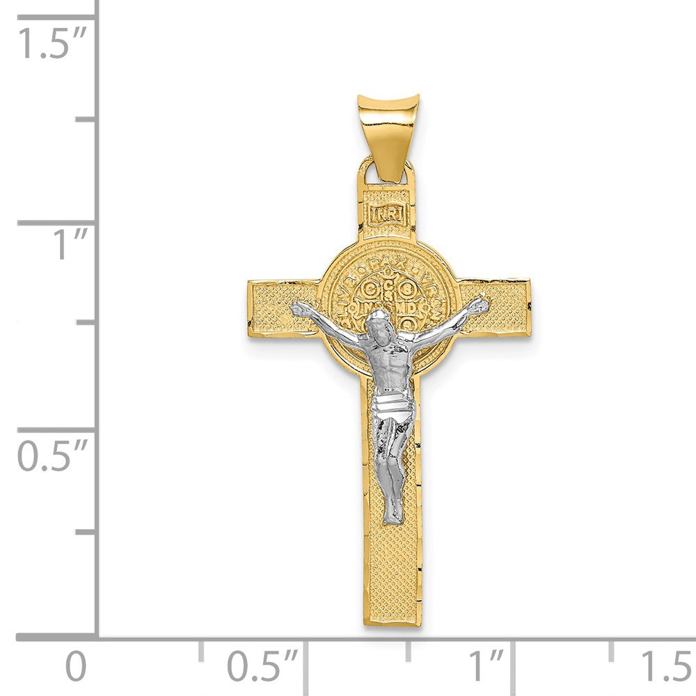 14k Two-tone Gold Two-tone Gold St. Benedict Medal Crucifix Cross Pendant