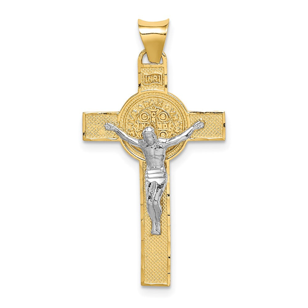 14k Two-tone Gold Two-tone Gold St. Benedict Medal Crucifix Cross Pendant