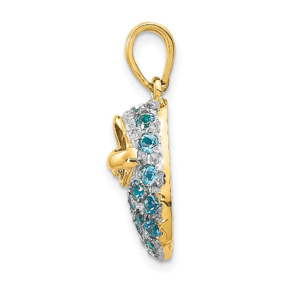 14k Yellow & Rhodium Gold & Rhodium Prong-Set December/Blue Topaz Baby Shoe Charm