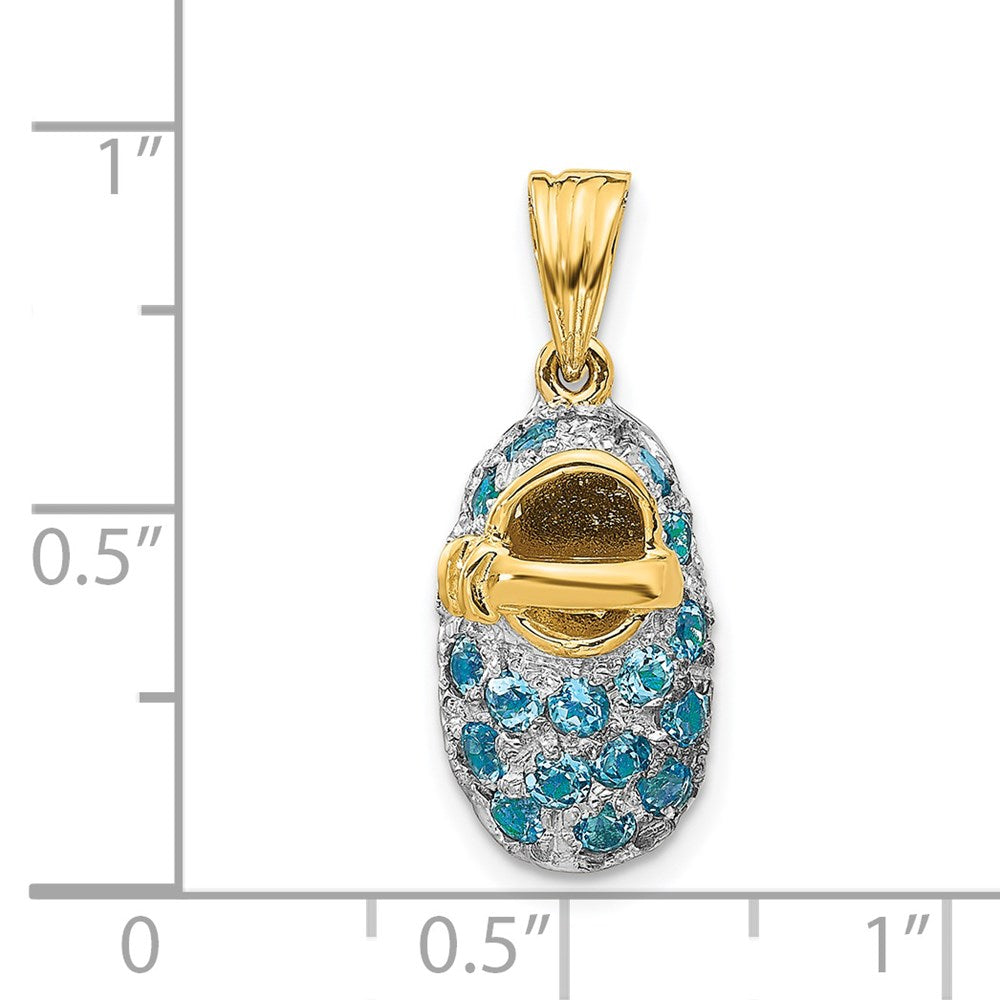 14k Yellow & Rhodium Gold & Rhodium Prong-Set December/Blue Topaz Baby Shoe Charm