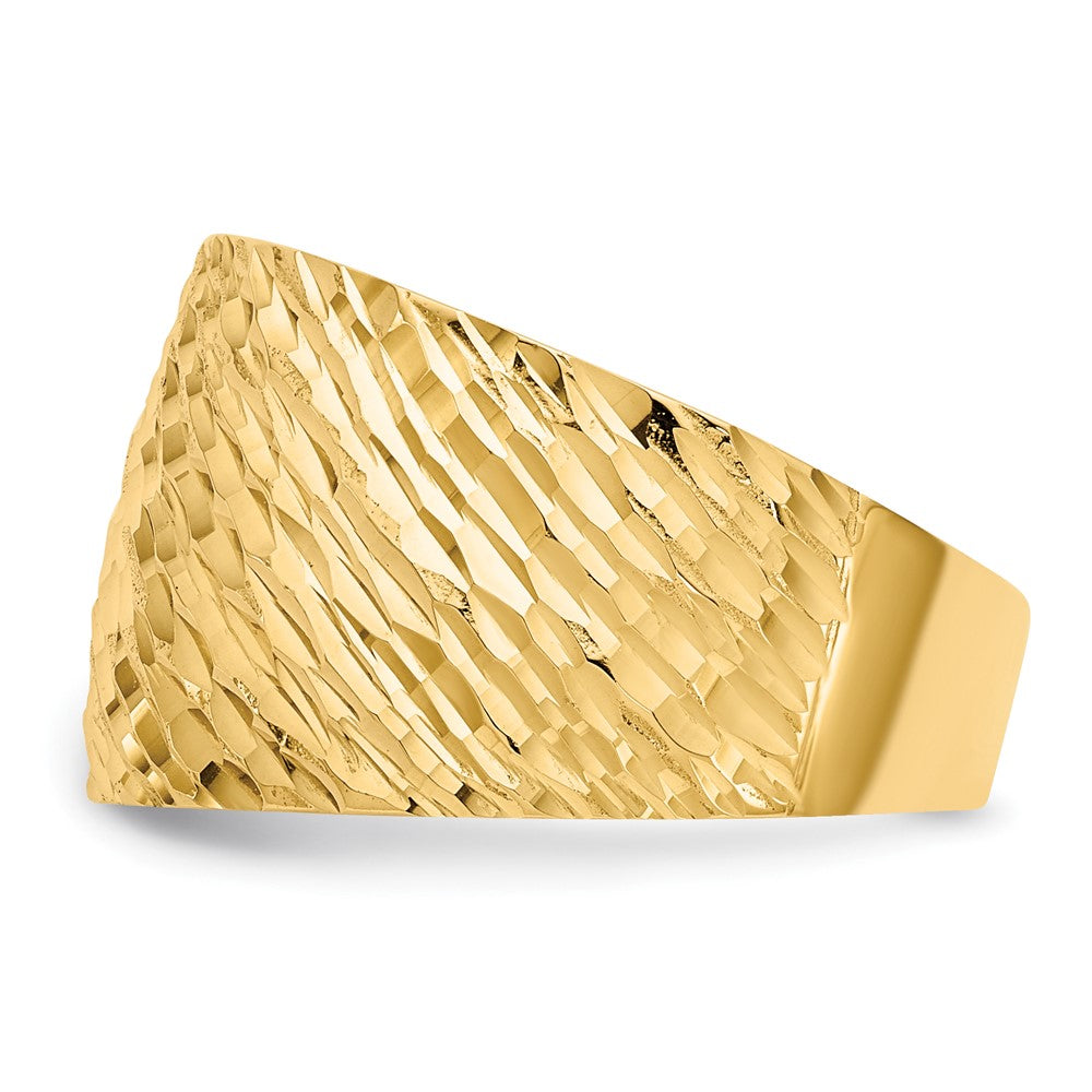 14K Gold Polished Textured Dome Ring