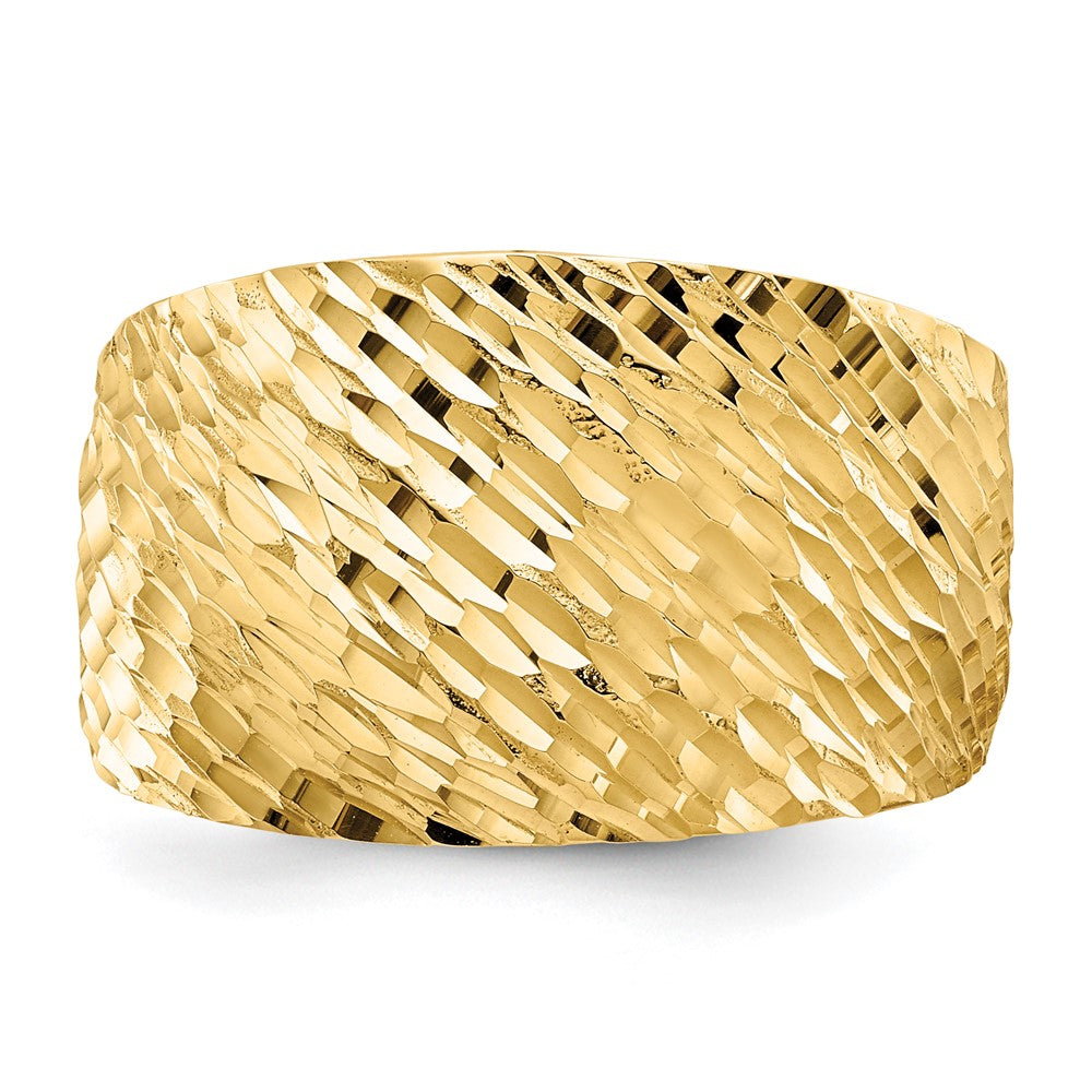 14K Gold Polished Textured Dome Ring