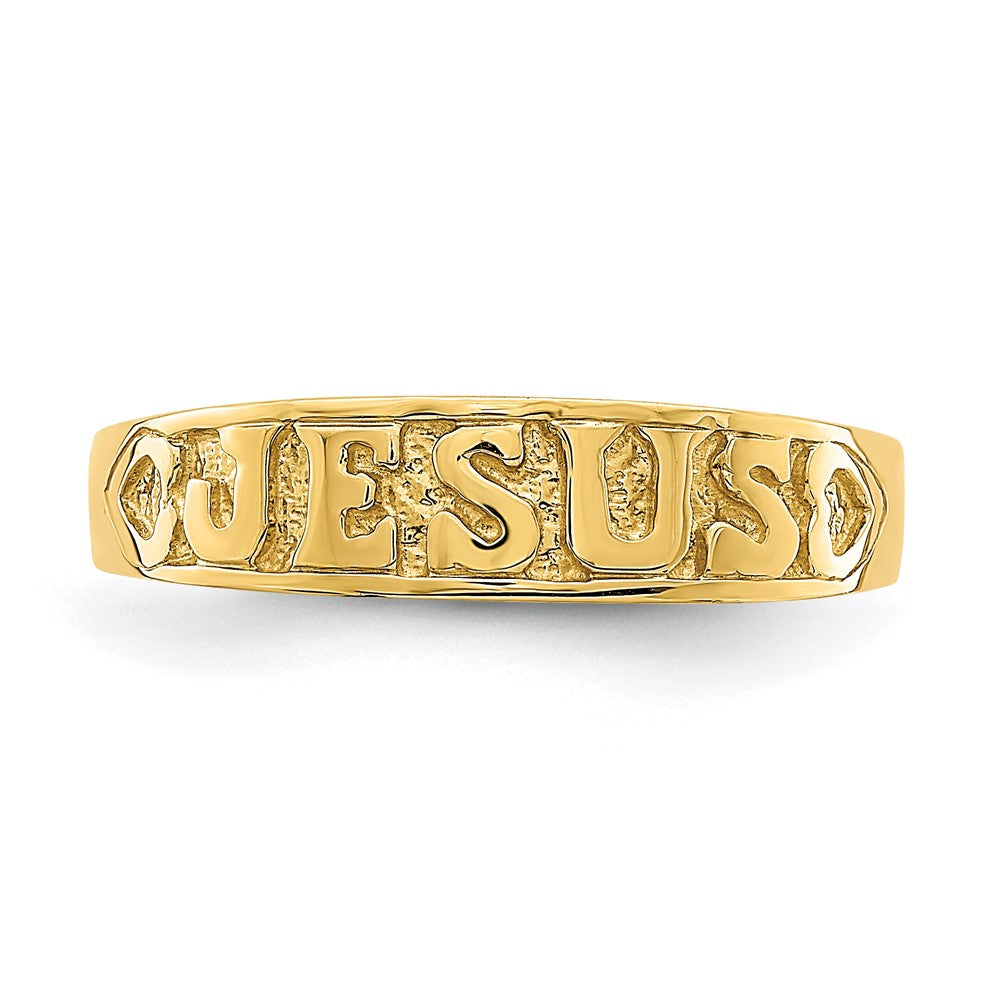 14K Gold Polished Jesus w/Hearts Ring