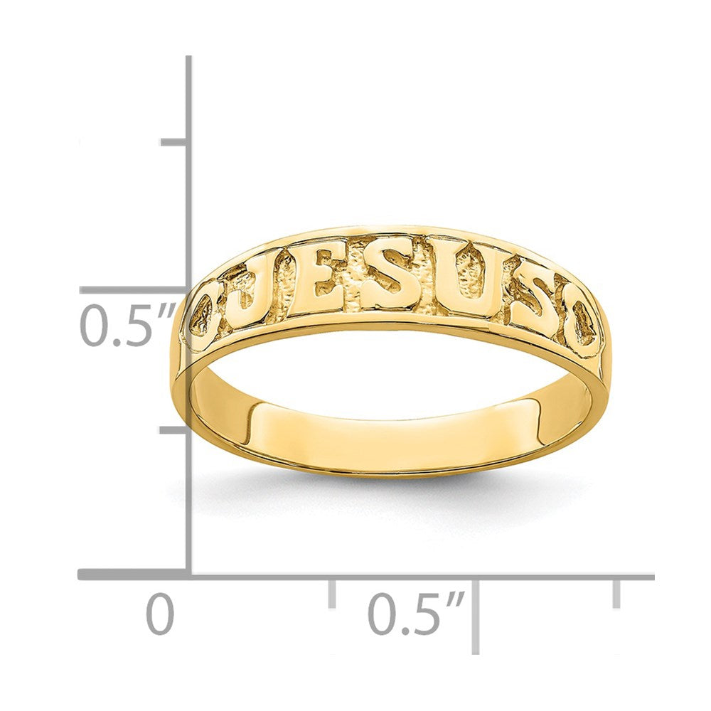 14K Gold Polished Jesus w/Hearts Ring