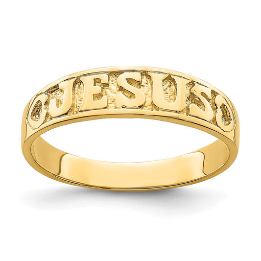 14K Gold Polished Jesus w/Hearts Ring