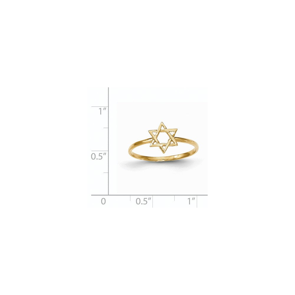 14K Yellow Gold Polished Star of David Ring