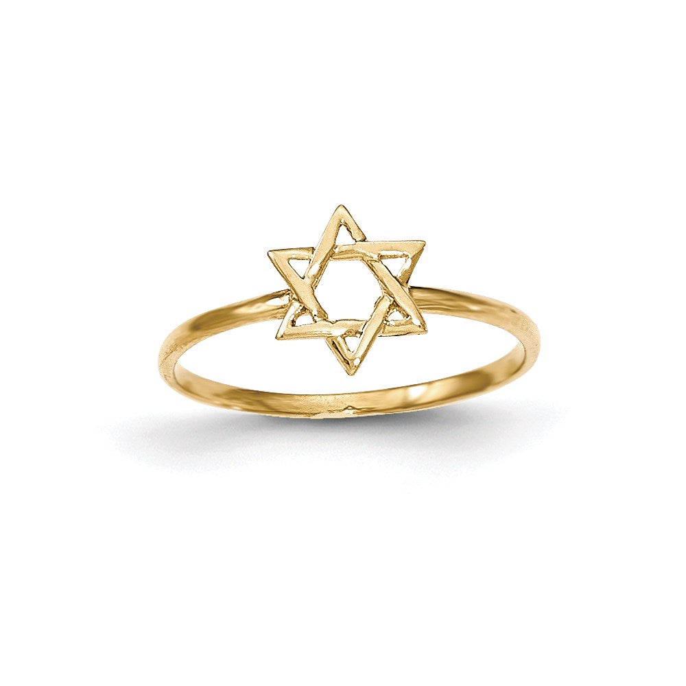 14K Yellow Gold Polished Star of David Ring