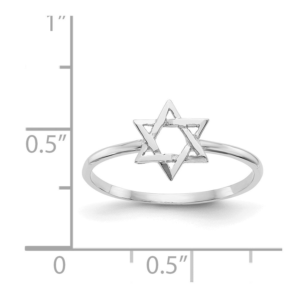 14k White Gold Polished Star of David Ring