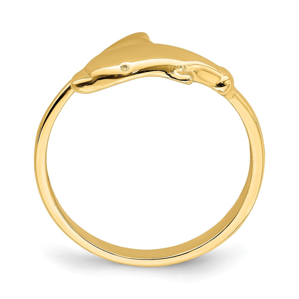 14K Gold Polished Dolphin Ring