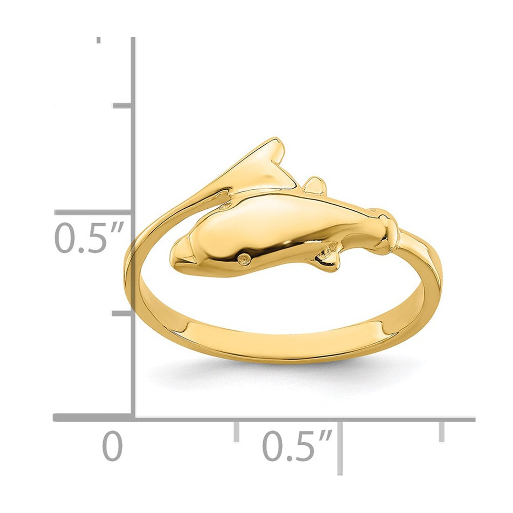 14K Gold Polished Dolphin Ring