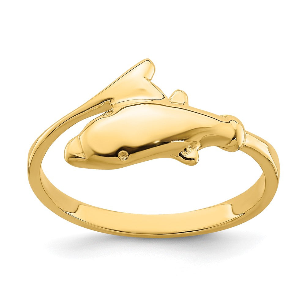 14K Gold Polished Dolphin Ring