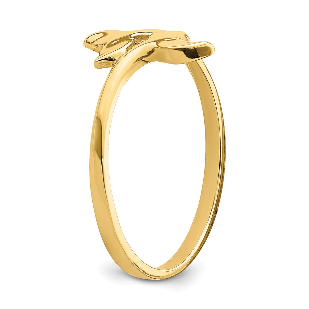 14K Gold Polished Double Whale Tail Ring