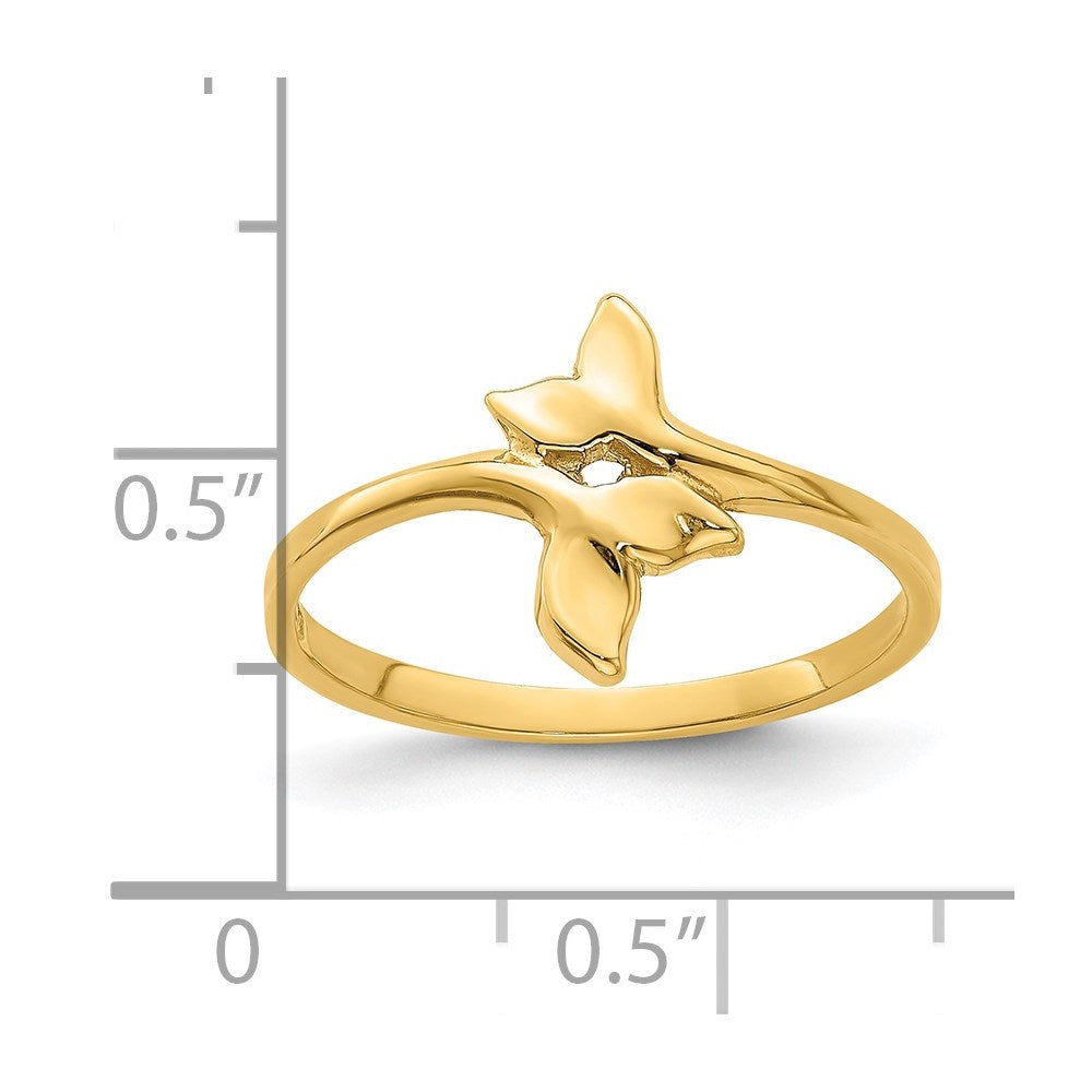 14K Gold Polished Double Whale Tail Ring