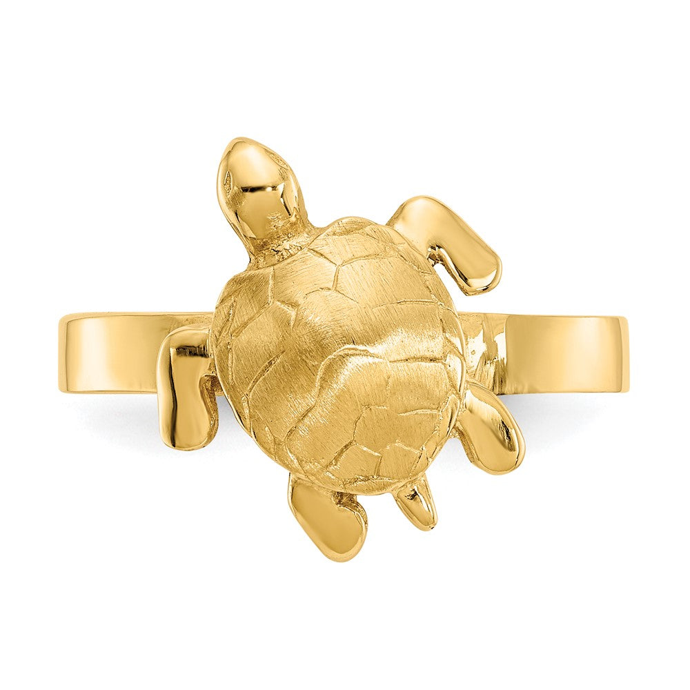 14K Gold Polished / Textured Sea Turtle Ring