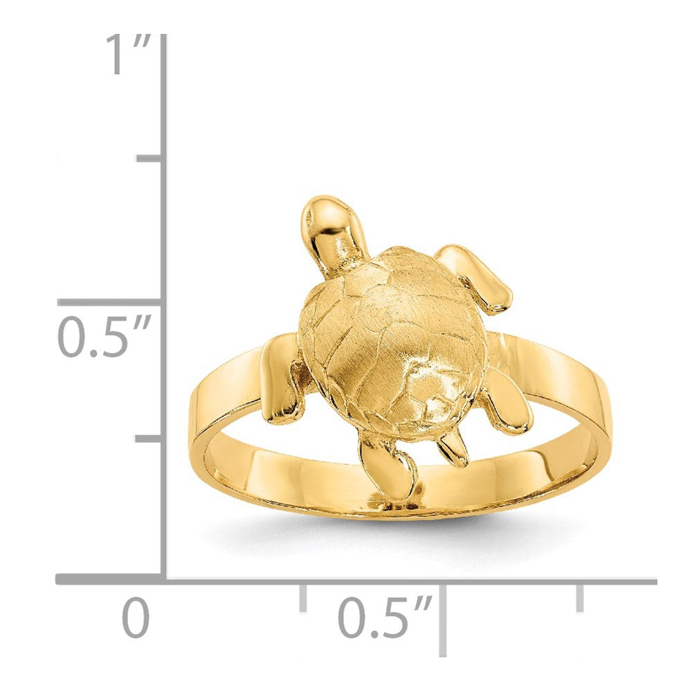 14K Gold Polished / Textured Sea Turtle Ring