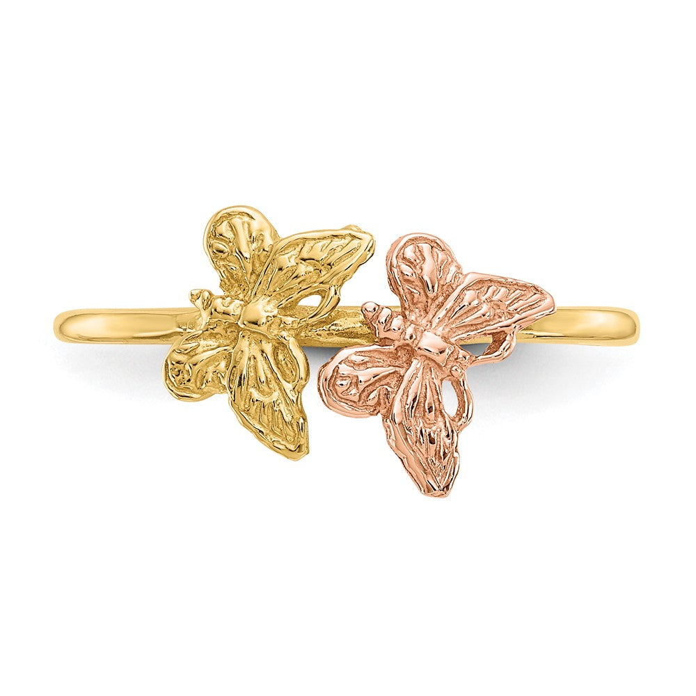 14k Two-Tone Gold Polished Butterfly Ring