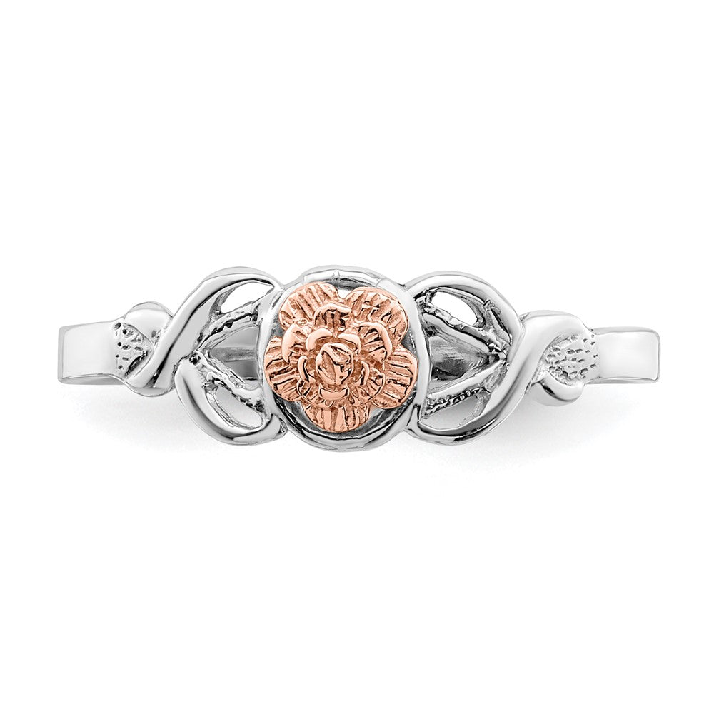 14K White and Rose Gold Polished Flower Ring