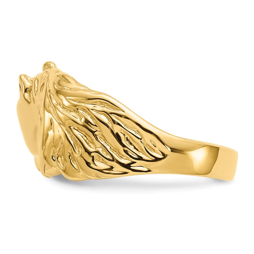 14K Gold Polished Horse Head Ring