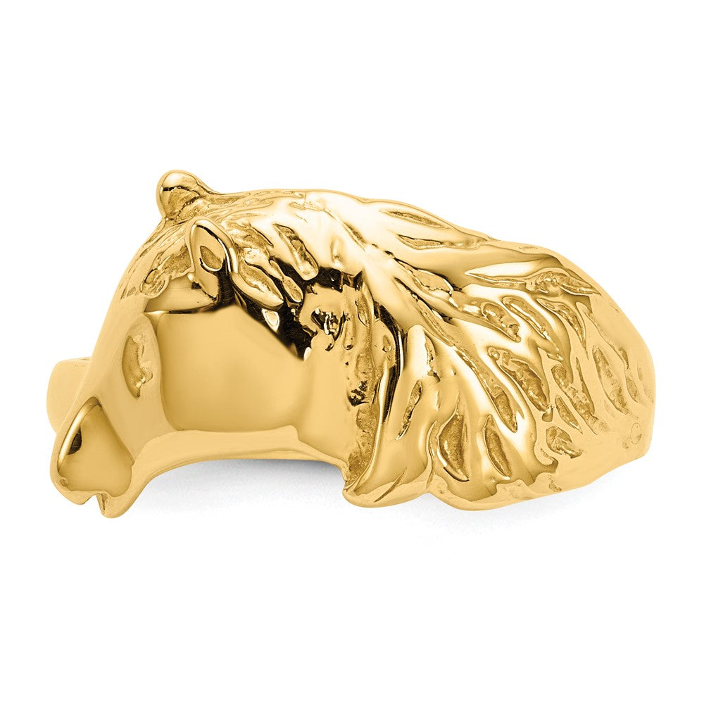 14K Gold Polished Horse Head Ring