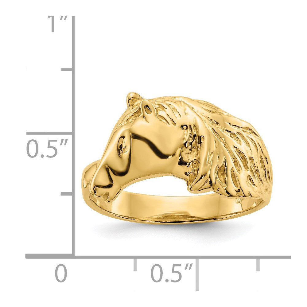 14K Gold Polished Horse Head Ring