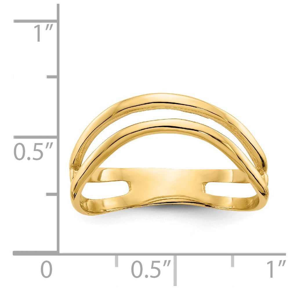 14K Gold Polished Double Wave Fashion Thumb Ring