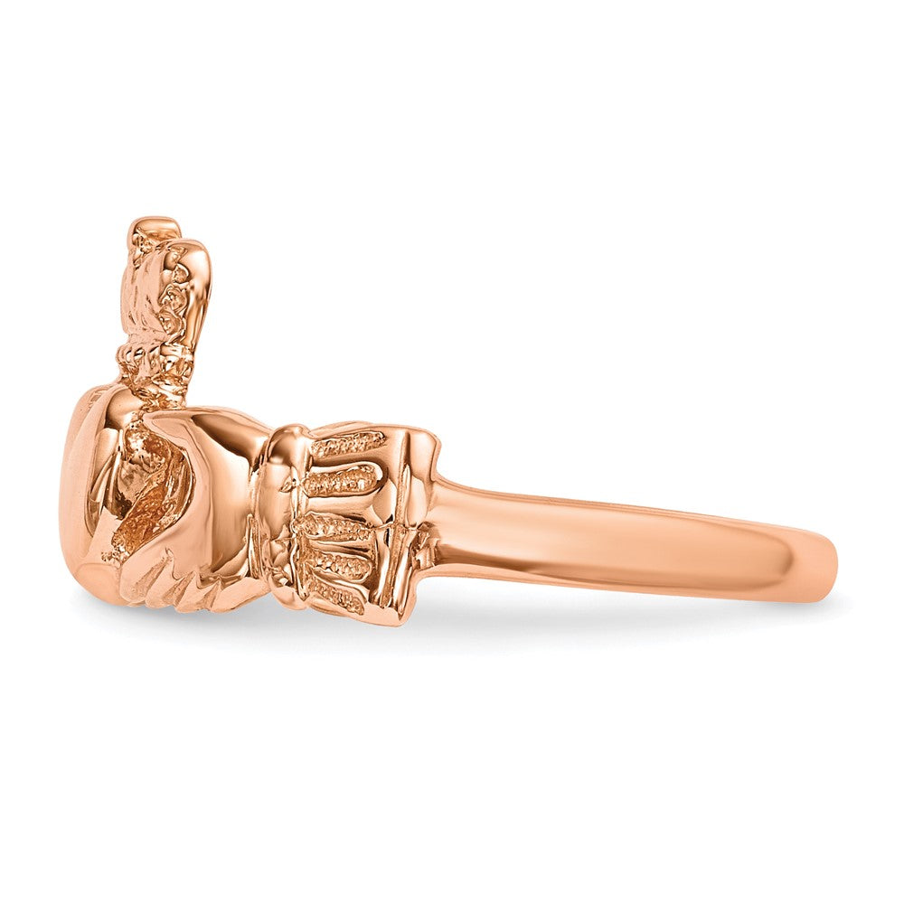 14k Rose Gold Polished Claddagh Ring