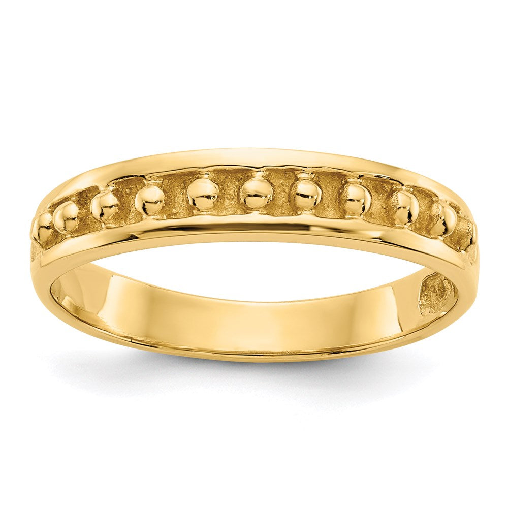 14K Yellow Gold Polished Beaded Band