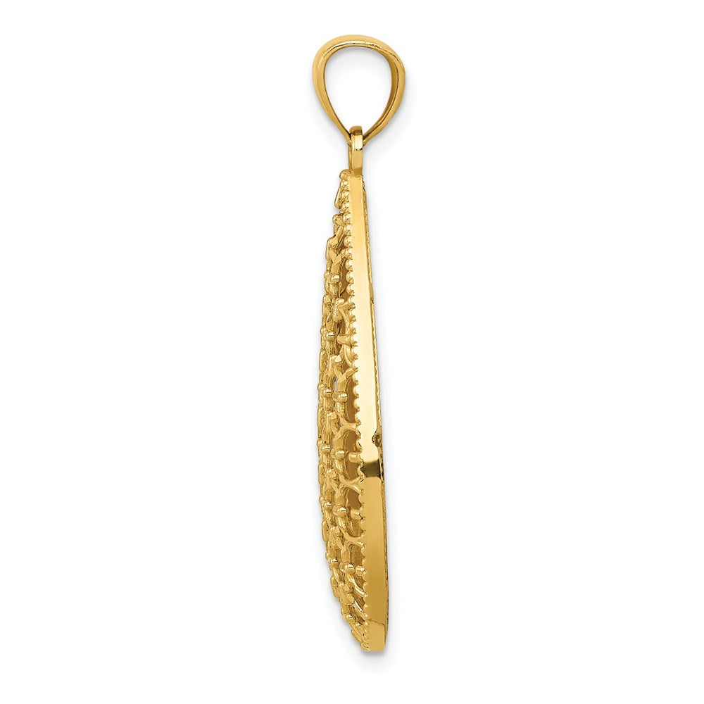 14k Yellow Gold Diamond-cut Polished Large Woven Tear Drop Pendant