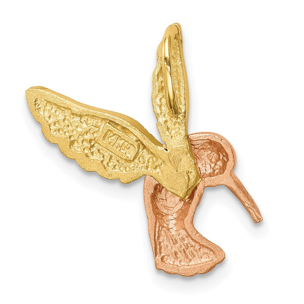 14k Two-tone Gold w/White Rhodium Satin Diamond-cut Hummingbird Slide