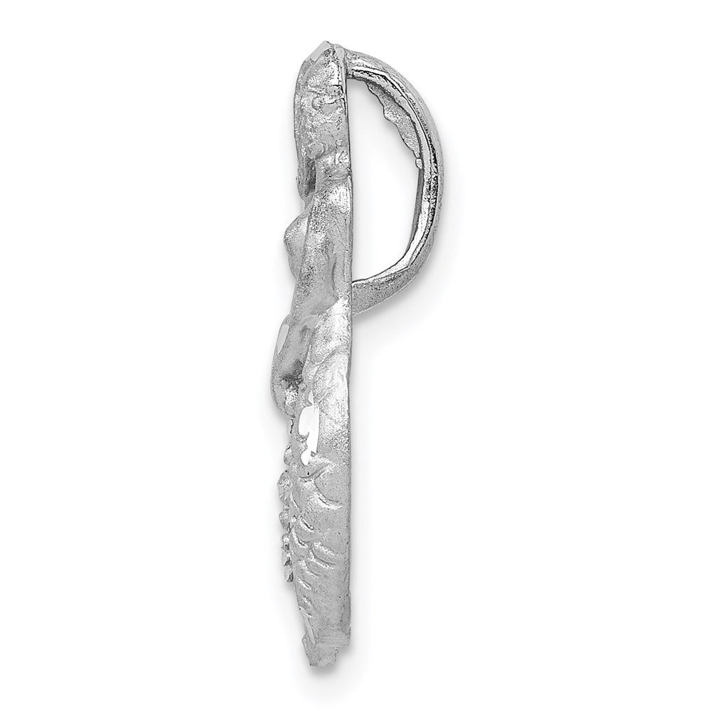 14k White Gold Satin and Diamond-Cut Mermaid Slide