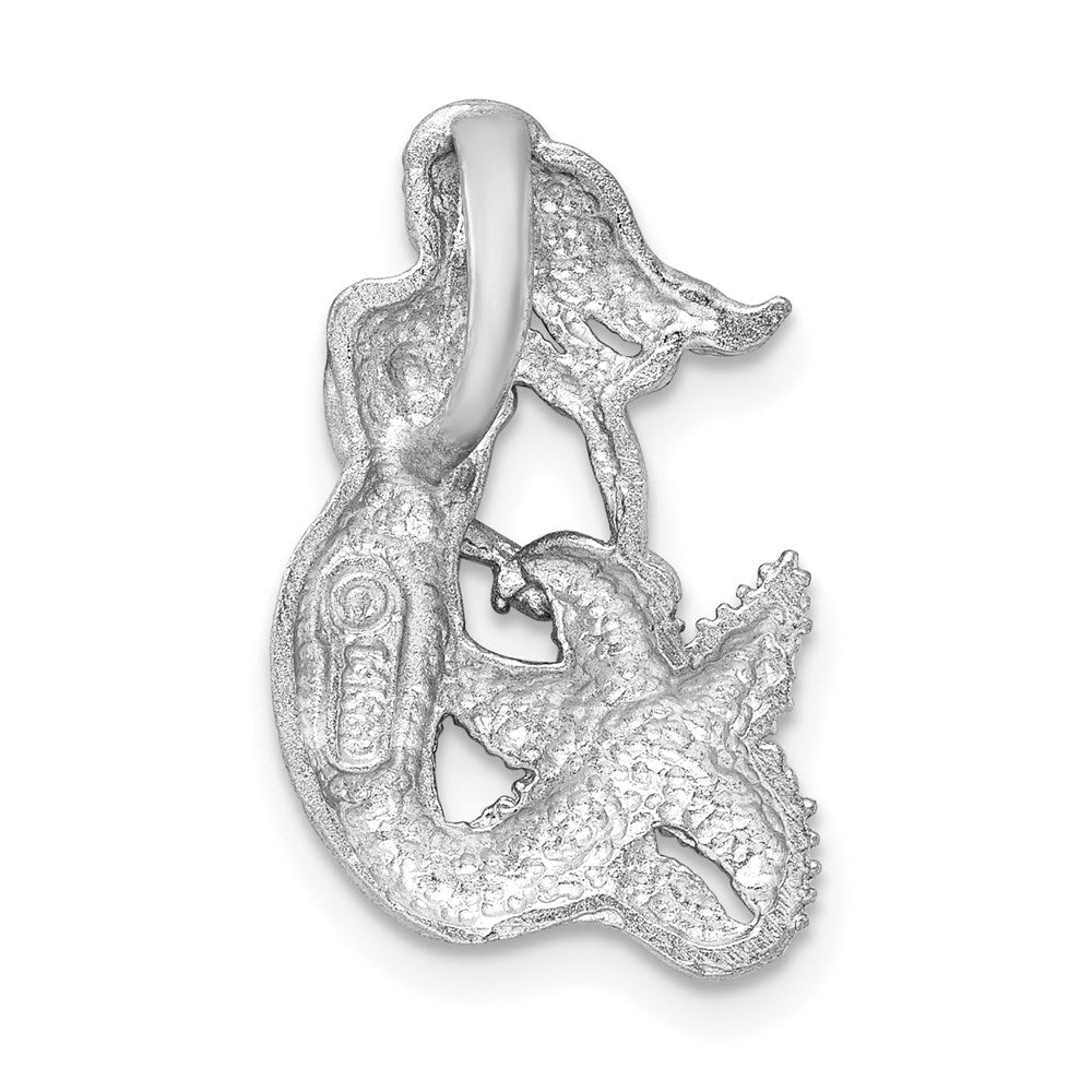 14k White Gold Satin and Diamond-Cut Mermaid Slide