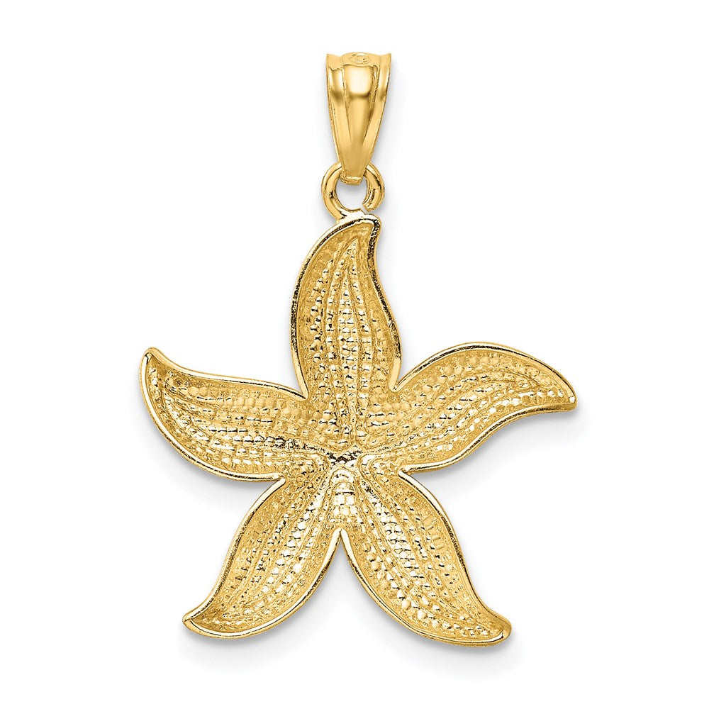 14k Yellow & Rhodium Gold with White Rhodium Diamond-cut Starfish Pendant