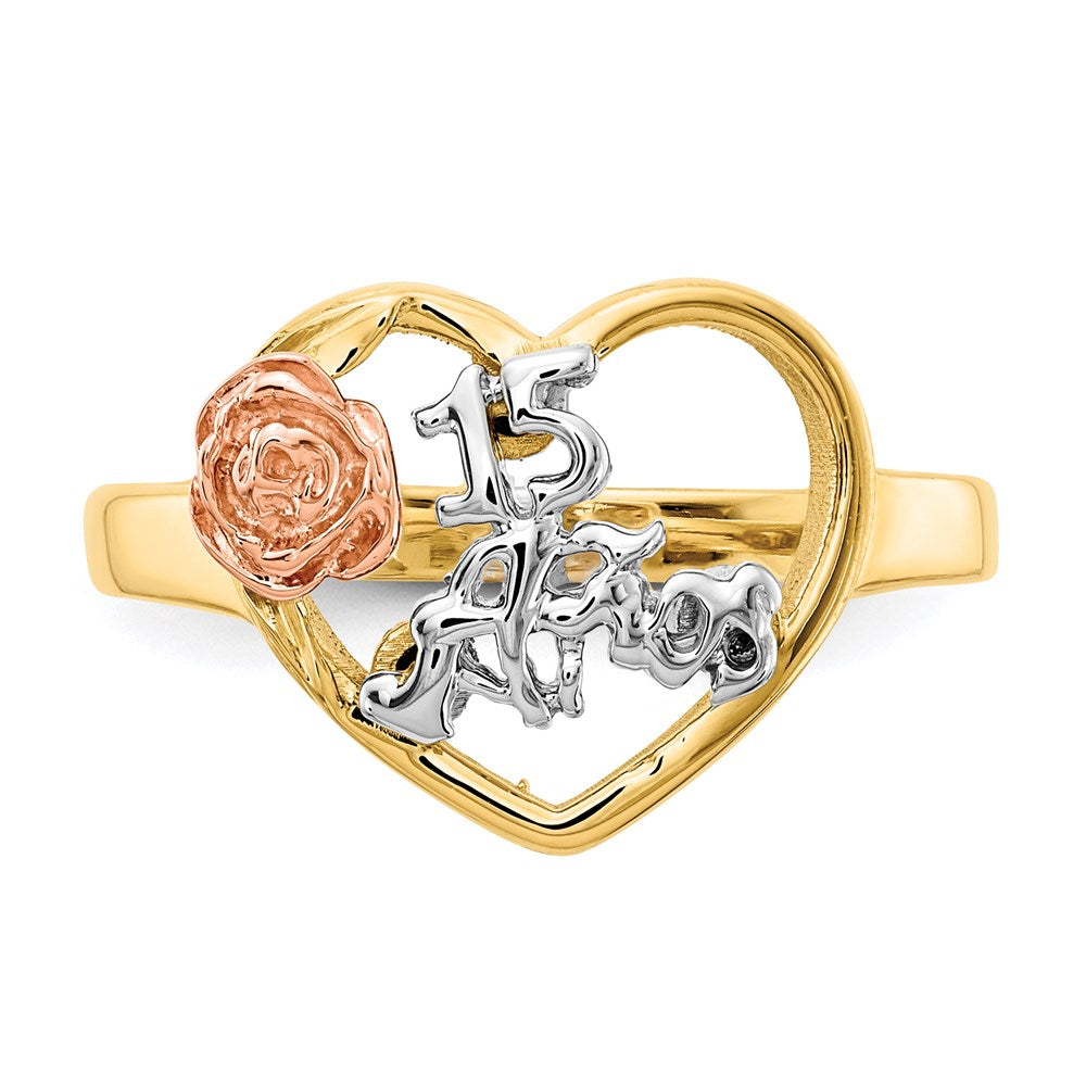 14k Two-Tone Gold & Rhodium 15 Anos Ring